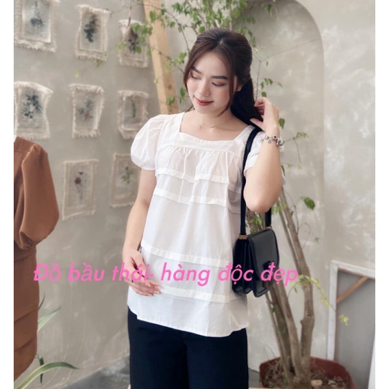 [Sale sốc]Áo Bầu công sở chất cotton phối vạt siêu xinh mặc đi làm đi chơi đều xinh - áo bầu xinh - Tổng kho váy bầu