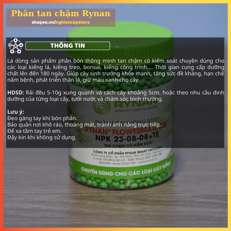 Phân bón cây cảnh tan chậm thông minh có kiểm soát Rynan 150g