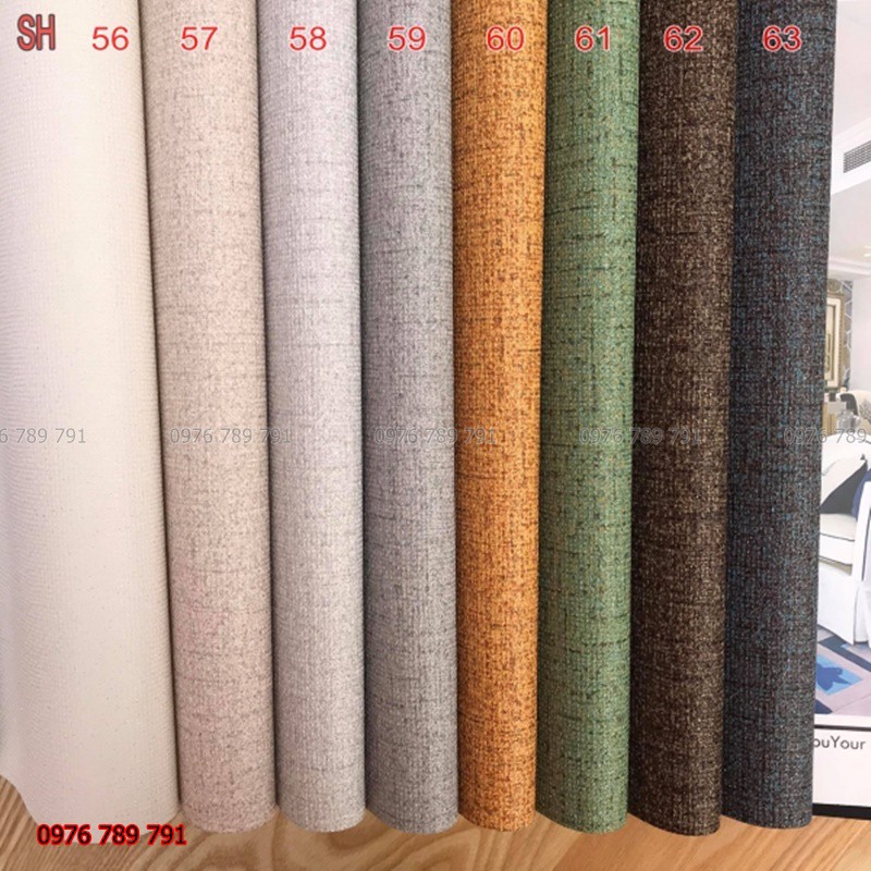 10m Giấy Dán Tường Phòng Ngủ, Phòng Khách, Vải Nỉ Thô Màu Trắng, Xanh, Nâu, Xám, Lụa Kim Tuyến Không Keo Đẹp