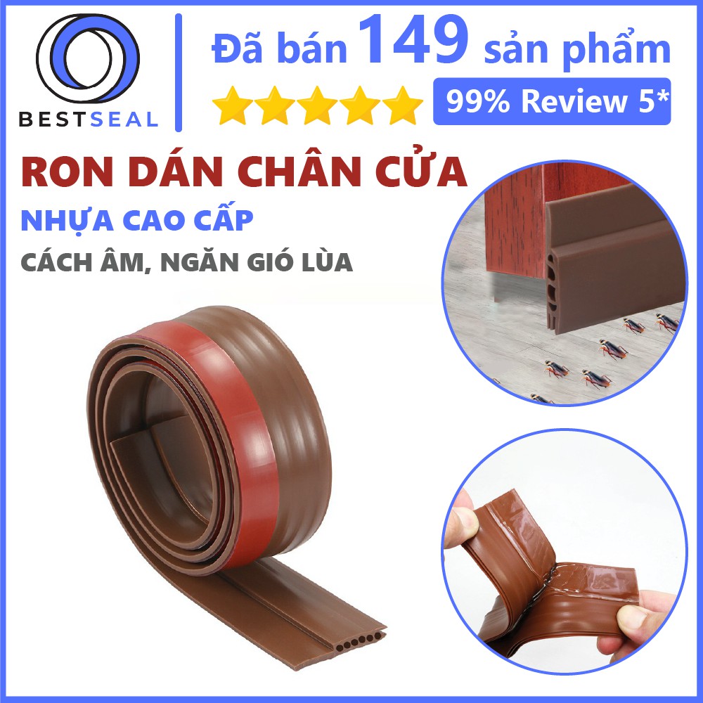 Combo 2 Mét Ron Chặn Cửa 5MM, Miếng Chặn Cửa BESTSEAL Cải Tiến, Thanh Dán Cửa Ngăn Bụi và Côn Trùng