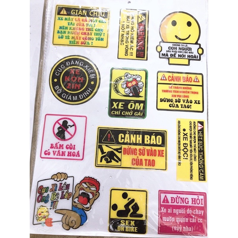 Tem cảnh báo những câu nói hay (tem hình cứng)