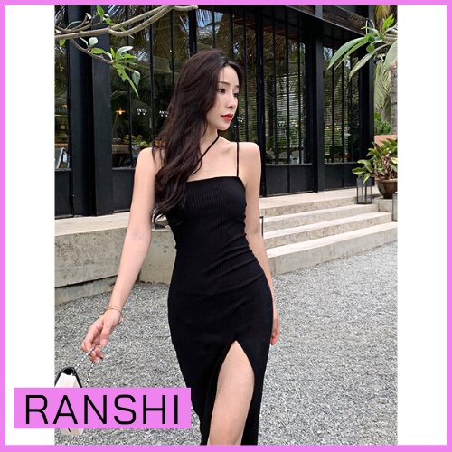 [HÀNG LOẠI 1] Đầm Hai Dây Xẻ Tà RANSHI Sang Trọng Váy Body Dự Tiệc Ôm Eo Dáng Midi Siêu Xinh Chất Dày Dặn - RBD014