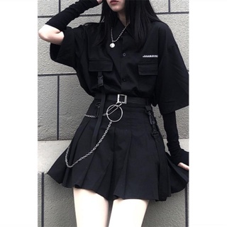 Set áo sơmi và váy xích ulzzang 🍓 freeship 🍓 váy cá tính 🍓