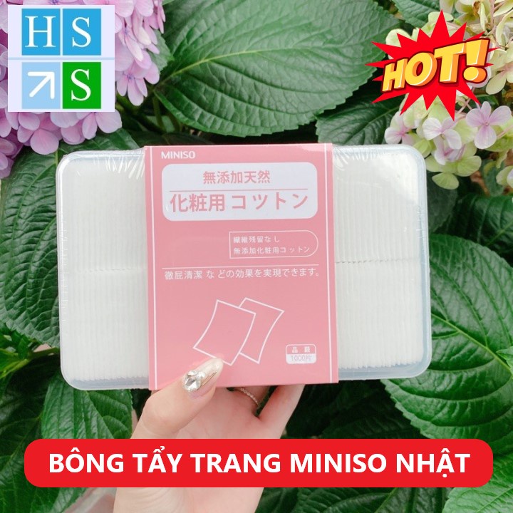 (HỘP 1000 miếng) BÔNG TẨY TRANG MINISO NHẬT BẢN 100% cotton mềm mại thấm hút tốt - HS Shop Thủ Đức