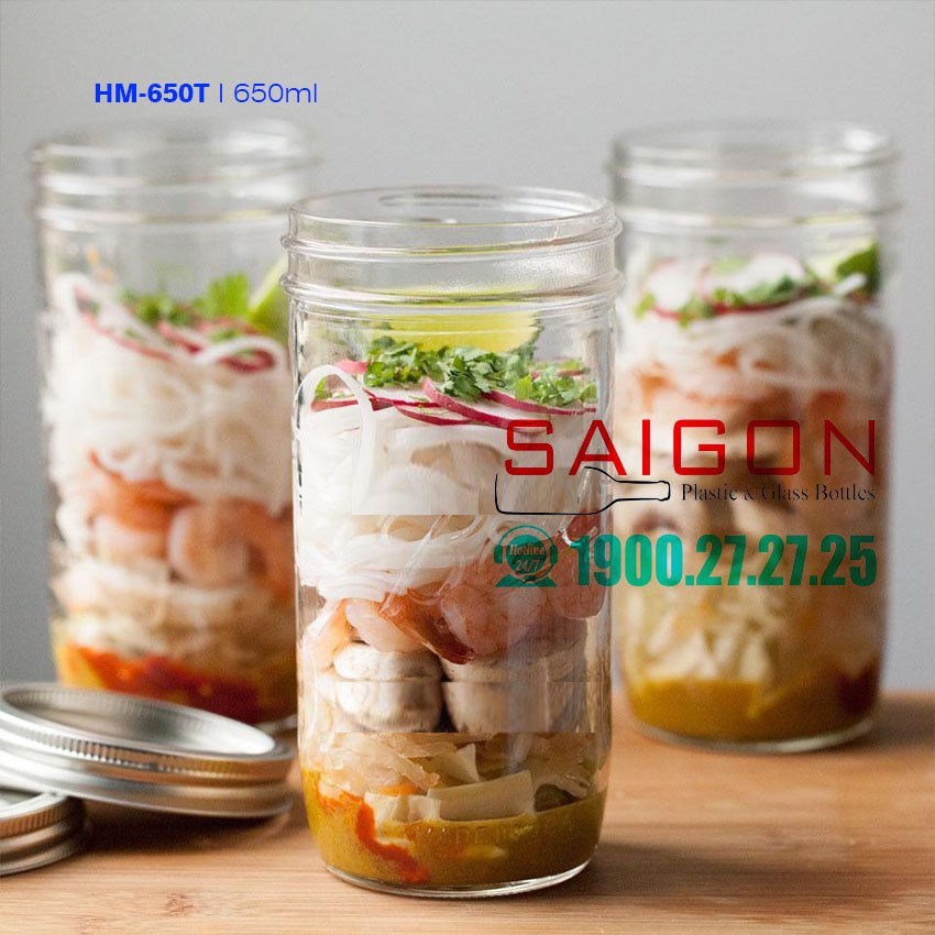 Hũ Thủy Tinh Đái nhỏ 650ml Nắp Nhôm Đựng Gia Vị | BigBuy360 - bigbuy360.vn