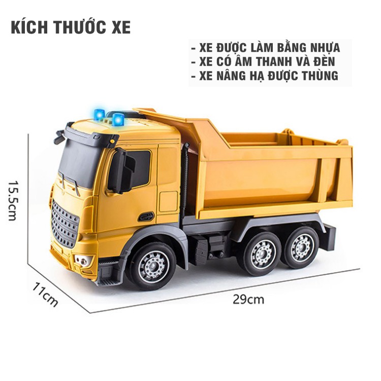 Xe ô tô tải chở hàng / xe bê tông có âm thanh và đèn đồ chơi trẻ em mô hình tỉ lệ 1:24 bằng nhựa cao cấp