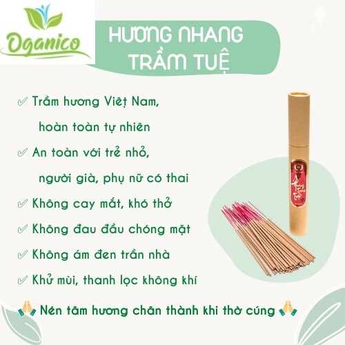 Nhang trầm hương sạch chung cư cao cấp không hóa chất, ít khói, không cuốn tàn, hương thơm thanh nhẹ dịu ngọt