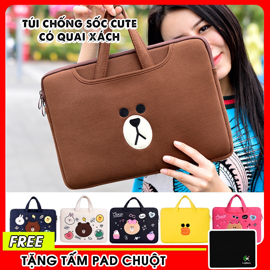 Túi Chống Sốc Laptop Macbook Phong Cách Hàn Quốc (Có Quai Xách)- Chống Sốc 4 Lớp, Phủ Nhung Êm Ái