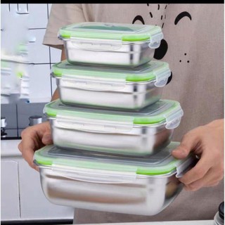 Set 4 hộp đựng thực phẩm inox 304 Hàn Quốc chống tràn