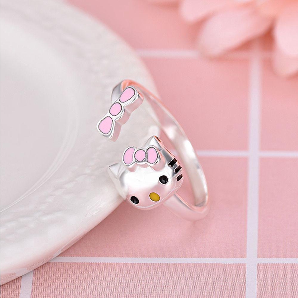 MOCHO Nhẫn Hở Hợp Kim Hình Mèo Hello Kitty Thời Trang Cho Cặp Đôi