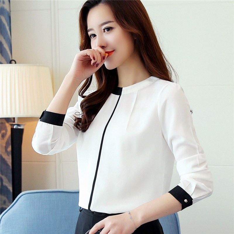 Áo sơ mi voan dài tay phong cách Hàn Quốc thanh lịch dành cho nữ