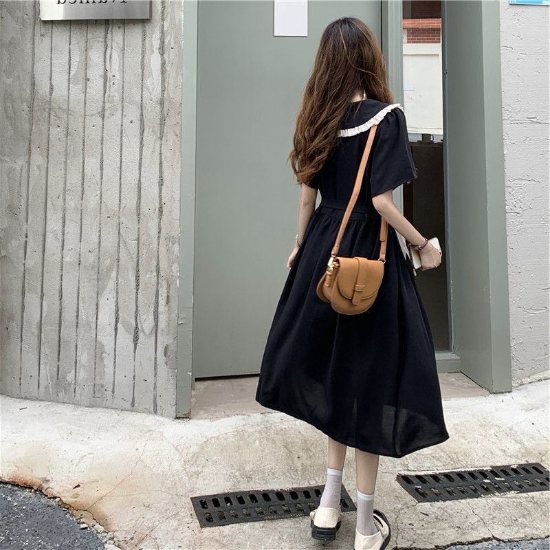 Đầm Cổ Búp Bê Cột Dây Thời Trang Mùa Hè Phong Cách Pháp Thanh Lịch