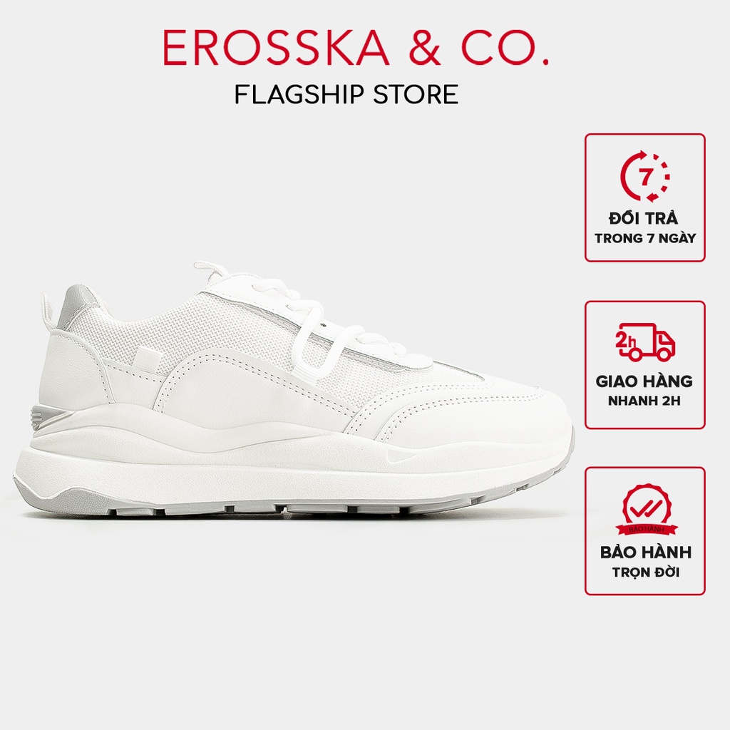 Erosska - Giày sneaker nữ đi học êm chân năng động màu trắng đế kem _ GS010