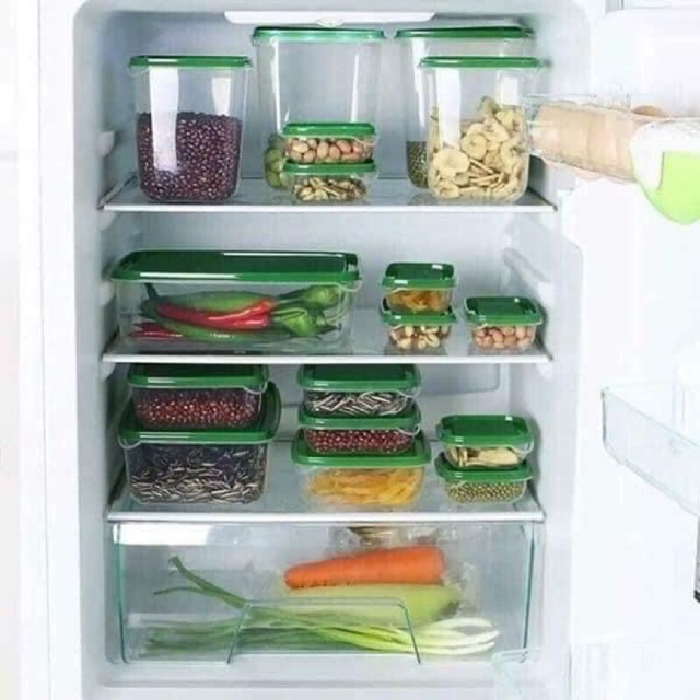 Bộ hộp 17 món IKEA - set 17 hộp nhựa cao cấp đựng thực phẩm bảo quản tủ lạnh