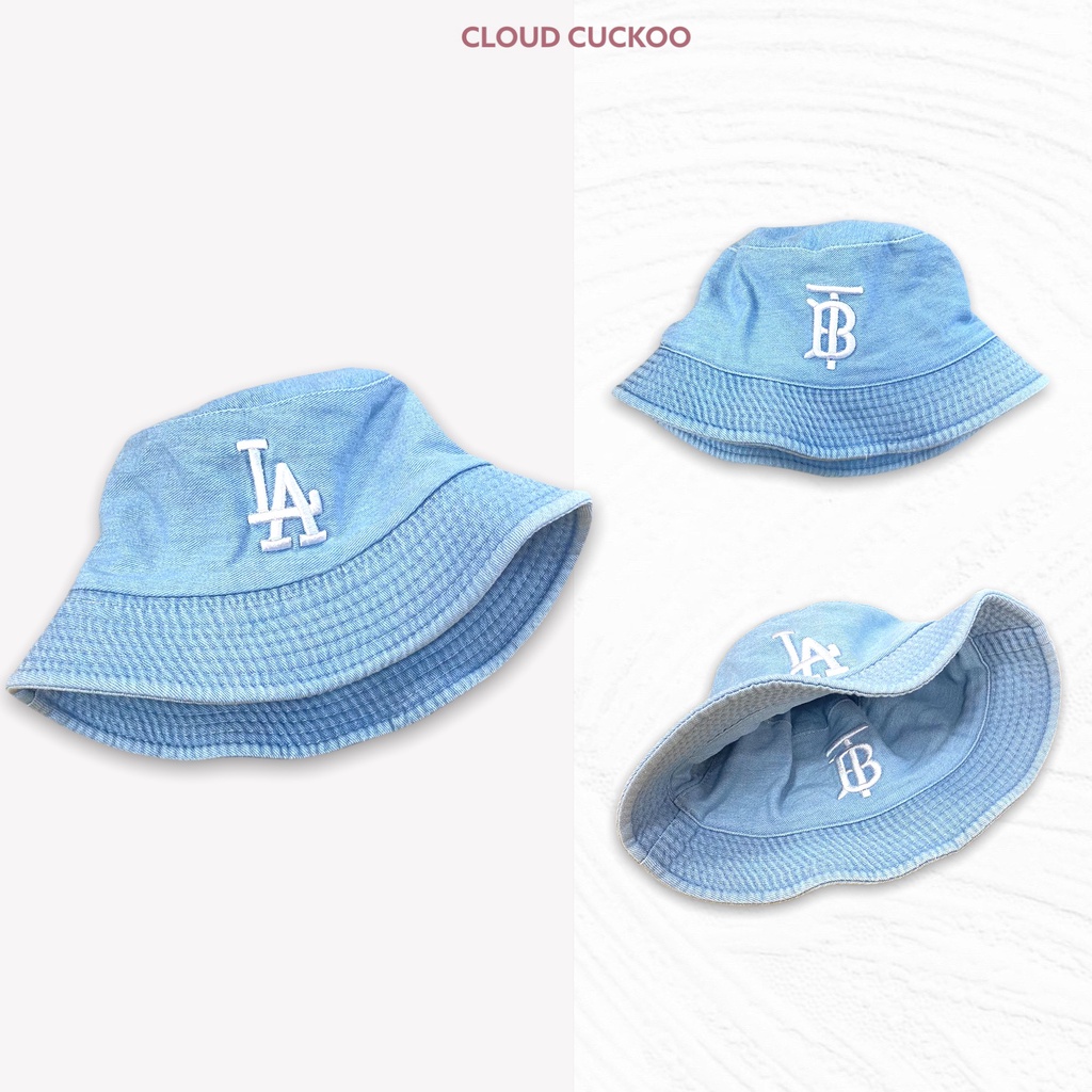 Mũ Bucket Bò Jeans Thêu Chữ 2 Mặt Phong Cách Hàn Quốc.