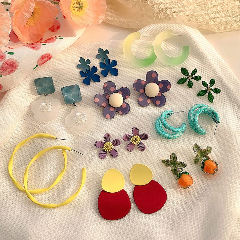 Khuyên Tai Hình Bông Hoa Nhiều Màu 2023 Mới