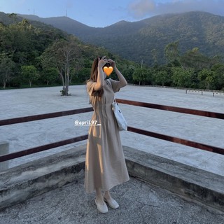 Đầm midi xếp li eo