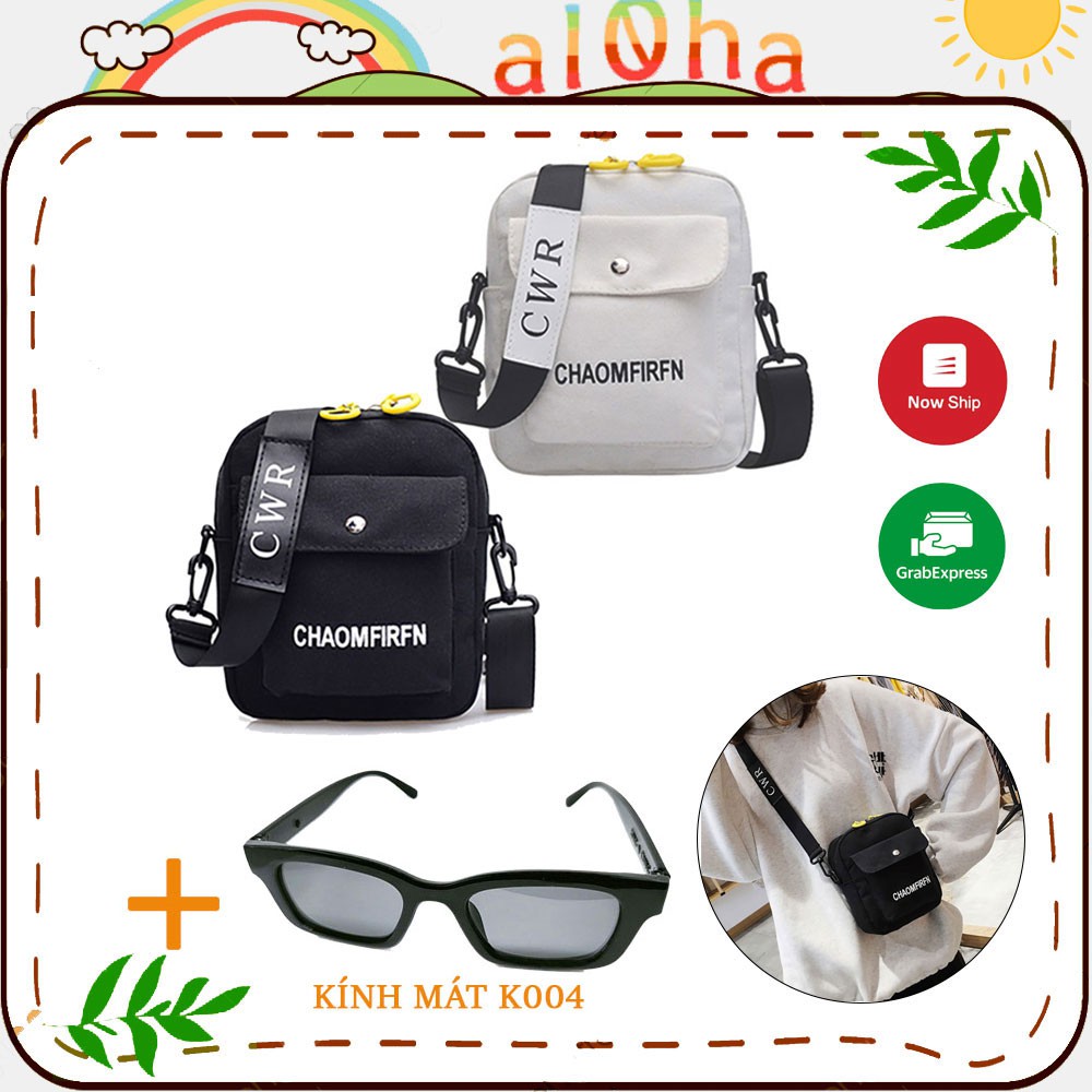Túi đeo chéo vải bố canvas T0149 nữ in chữ CHAOMFIRFN mềm, đẹp phong cách trẻ trung, cá tính