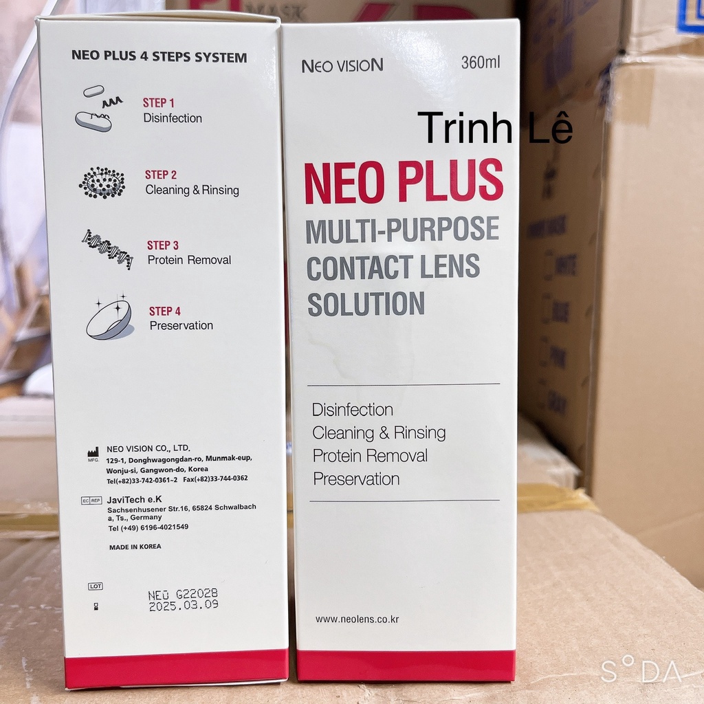Nước ngâm kính áp tròng Neo plus Hàn Quốc- nước rửa lens mắt- tân bình.