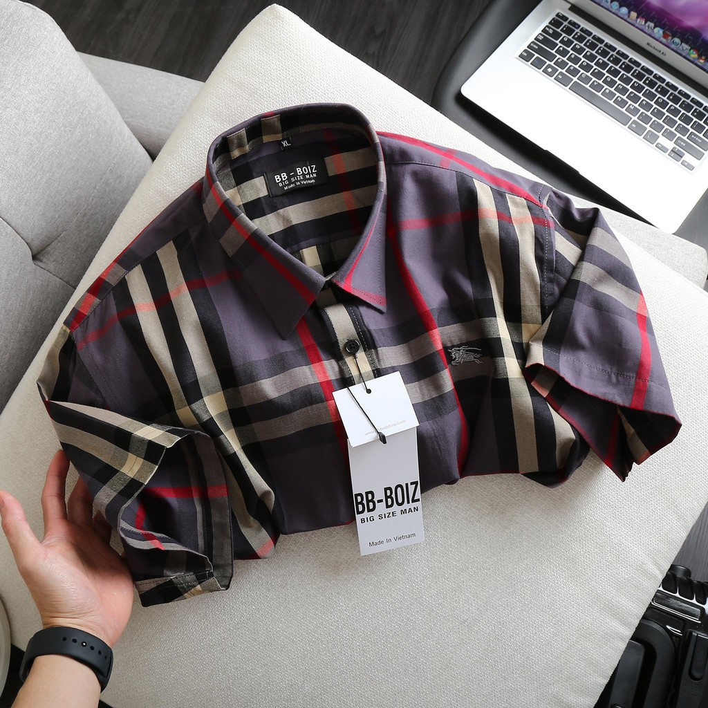 [bigsize &lt; 125kg] ÁO SƠ MI NAM tay ngắn caro BBR BIGSIZE