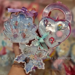 Hộp 5 nhẫn Frozen, Ariel, Pony kèm hộp đựng siêu xinh dành cho trẻ em, bé gái