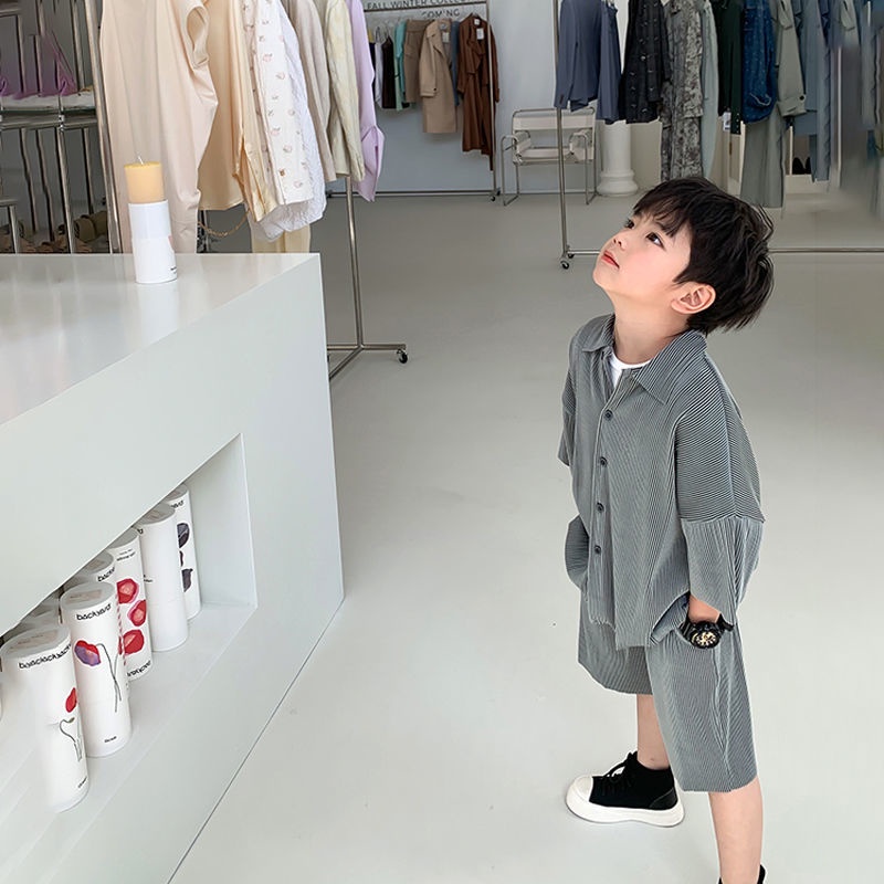 Set Áo Thun Ngắn Tay Và Quần Short Phong Cách Hàn Quốc Thời Trang Mùa Hè Cho Bé Trai