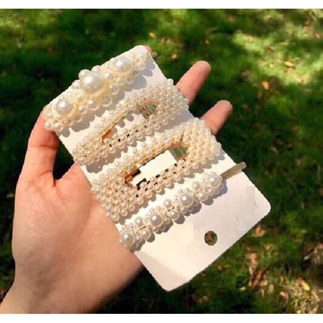 Bộ 5 kẹp tóc ngoc trai phong cách Hàn Quốc - set 5 cài tóc xinh xắn