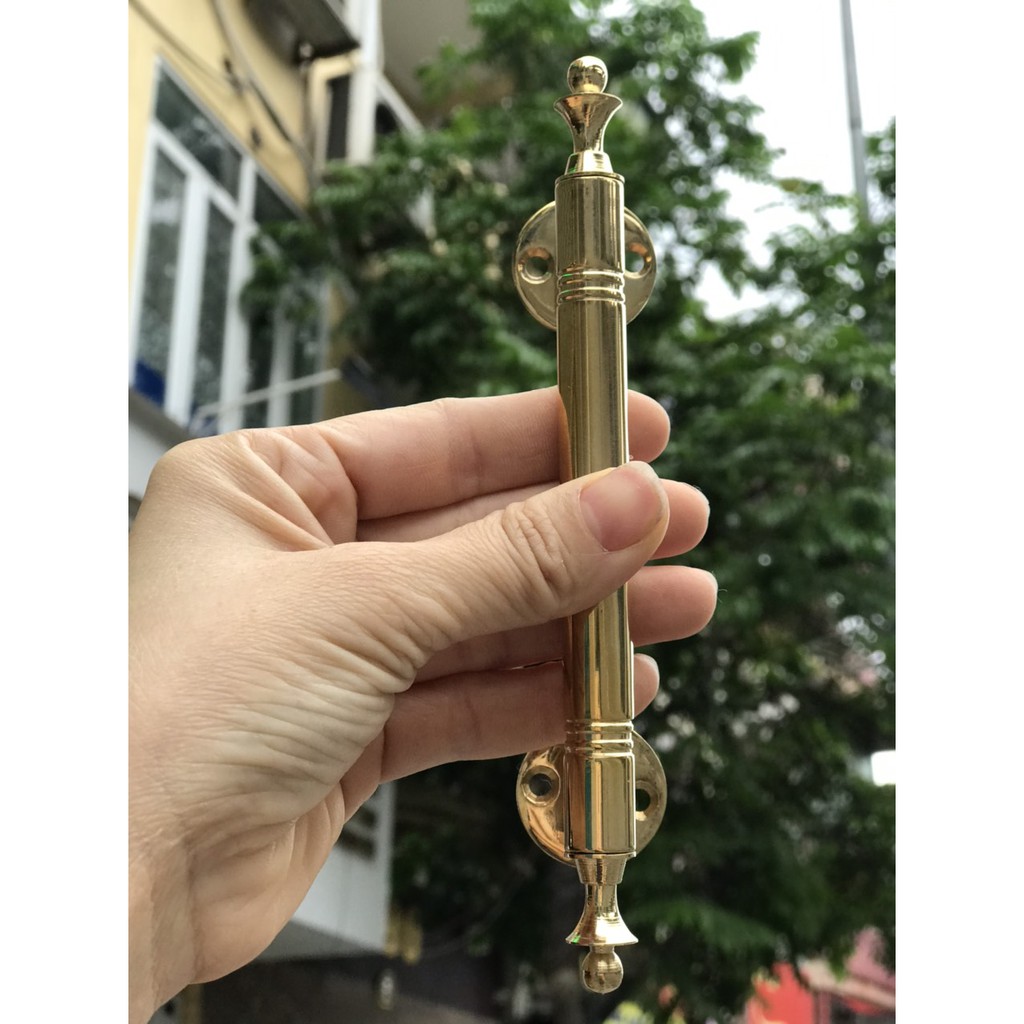 Bộ 2 tay nắm cửa bằng đồng, tay nắm tủ, tay nắm cửa dài 17cm - Tay trúc ĐB