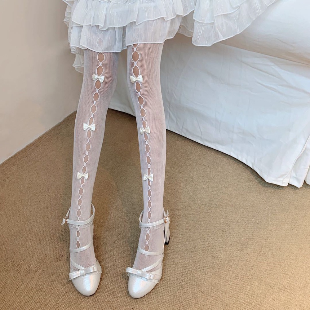 Quần tất ren đính nơ phong cách lolita quyến rũ dễ thương cho nữ