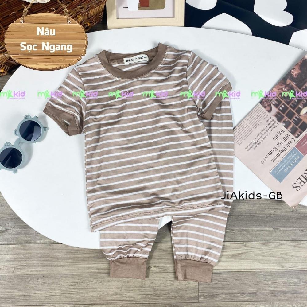 Bộ Tay Ngắn, Quần Dài THUN LẠNH MINKY MOM , Sọc Kẻ Ngang Dễ Thương Cho Bé Trai bé Gái