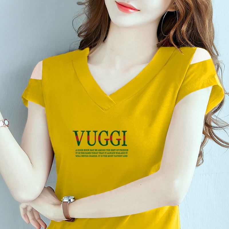 Áo thun cotton ngắn tay cổ chữ V plus size cho phụ nữ trung niên