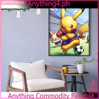 Bộ phụ kiện làm tranh đính đá DIY hình Pikachu và quả bóng đá trang trí dễ thương