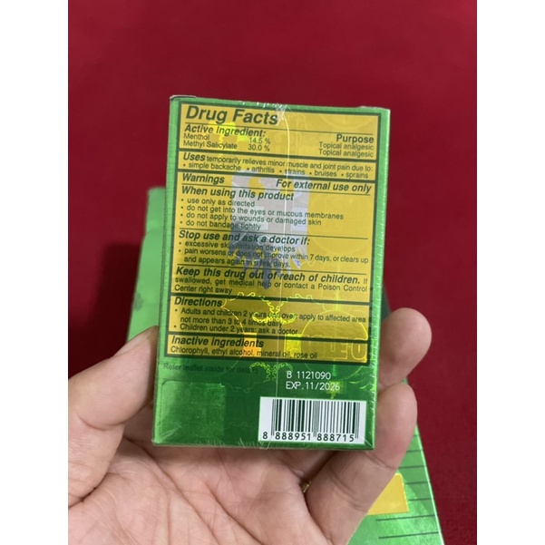 Dầu Gió Xanh 2 Nắp Mỹ Sing Con Ó Eagle Brand 24ml, Tem In, Mẫu Mới Chuẩn Xuất USA
