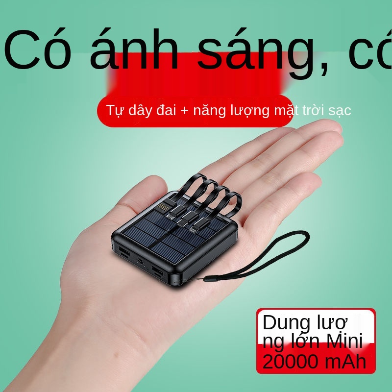 ™□✁pin sạc dự phòng 20000mah Ngân hàng điện di động nhanh dung lượng cao nhỏ với cáp năng mặt trời riêng, thoại phổ thôn