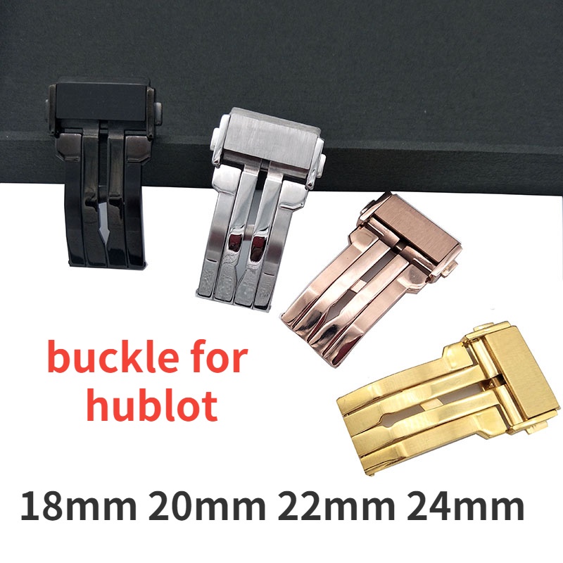 Chốt khóa dây đeo đồng hồ HUBLOT kép bằng thép không gỉ 18mm/ 20mm/ 22mm tiện lợi