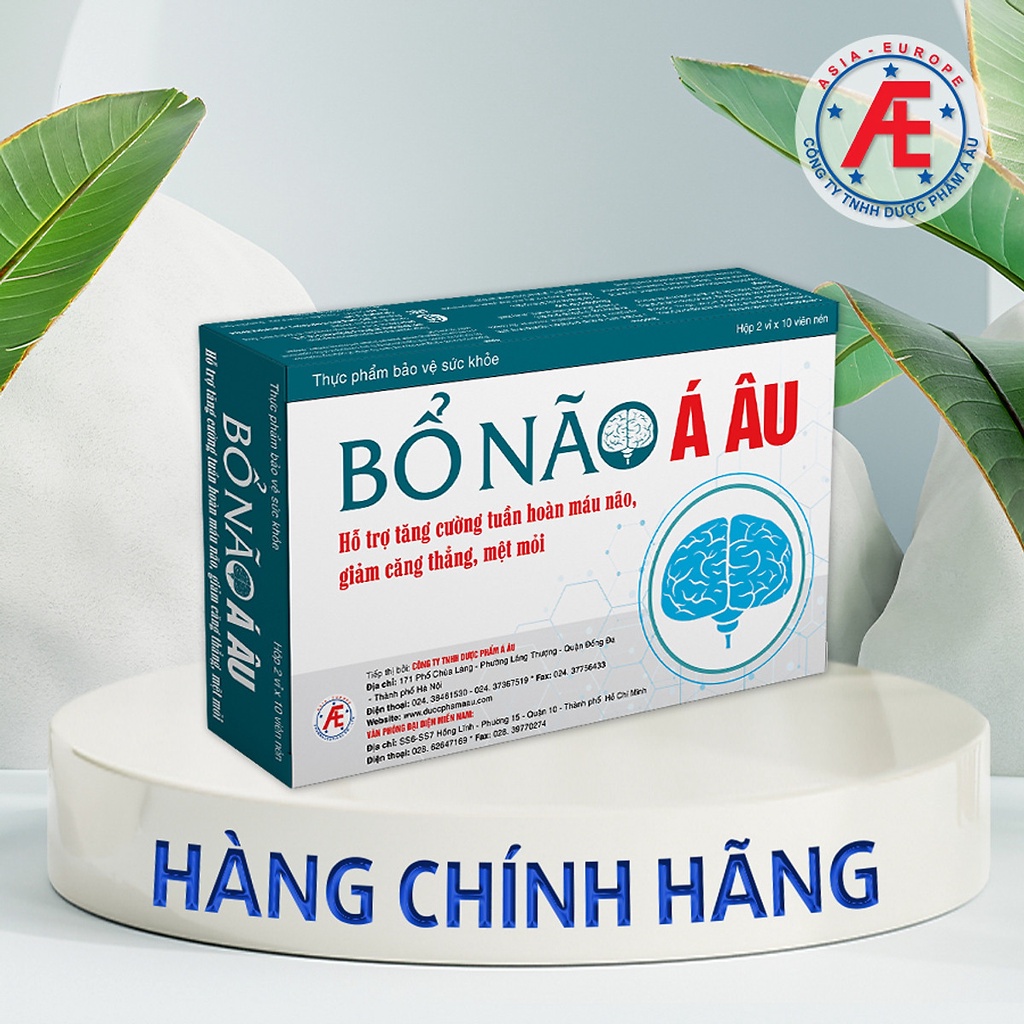 Bổ Não Á Âu - Hỗ trợ giảm căng thẳng, mệt mỏi, đau đầu và tăng tuần hoàn máu não - Hộp 20 viên