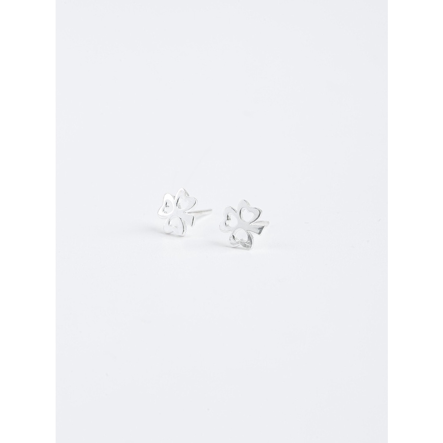 Khuyên Tai Bạc Blue Peach Cỏ 3 lá KT435