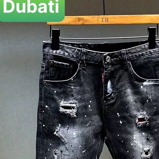 QUẦN SHORT JEAN NAM CHẤT VẢI ĐEN VẨY SƠN, QUẦN SOT JEAN NAM ĐẸP CÁ TÍNH - DUBATI FASHION