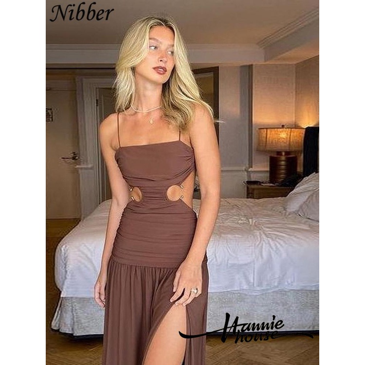 Hannie-Women Tied Open Back Ruched Slip Dress