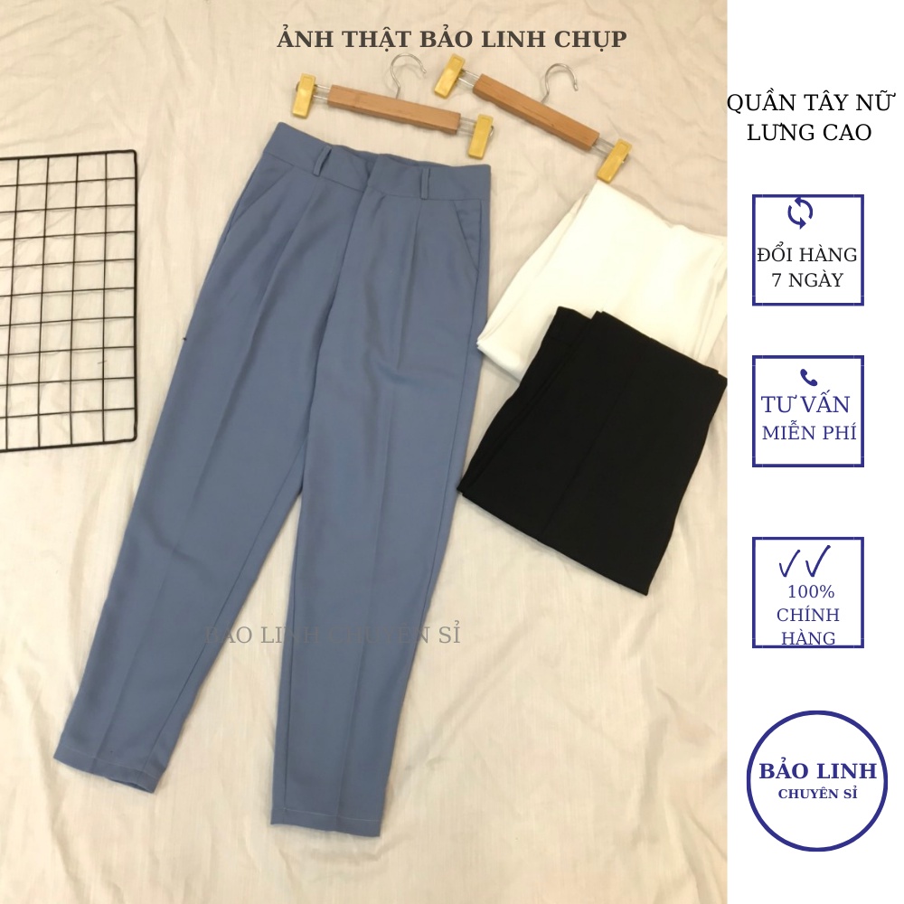 Quần Tây Nữ Lưng Cao Dáng Baggy Đi Học,Làm Công Sở Cao Cấp Màu Đen, Xanh Dáng Dài