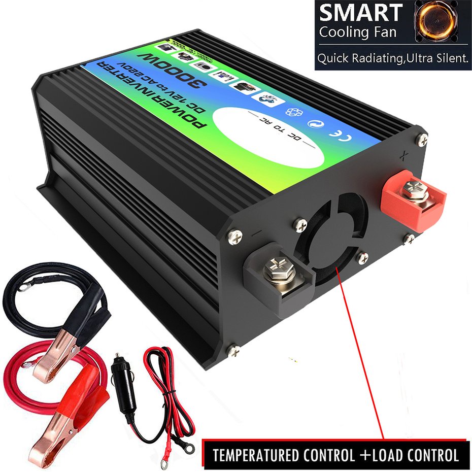 Bộ chuyển đổi nguồn điện 3000W 12V sang 220V/110V USB kép 12-04 cho xe hơi