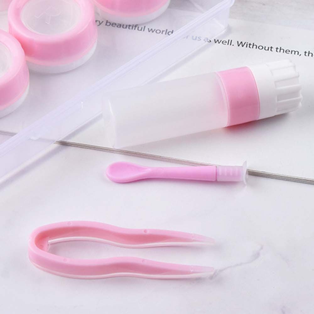 [Hàng mới về] Set 5 cặp hộp bọc kính áp tròng trong suốt hình chữ nhật thiết kế nhỏ gọn kèm nhíp nhiều màu cho nữ