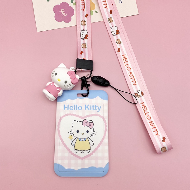 Vỏ Bọc Thẻ Hình hello kitty Dễ Thương Kèm Dây Đeo Tiện Dụng Cho Học Sinh