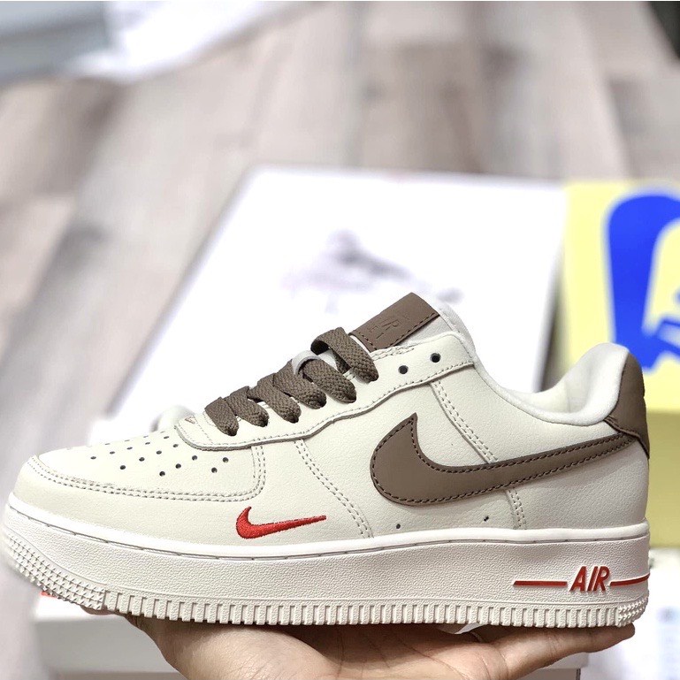 Giày Air Force 1 nâu trắng, AF1 vệt nâu hàng 99% S.Cấp tặng tất box, full box bill