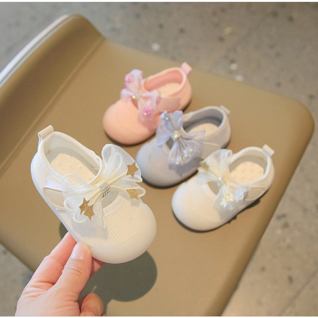 Giày búp bê đính nơ ngôi sao xinh xắn cho bé gái từ 1 đến 3 tuổi