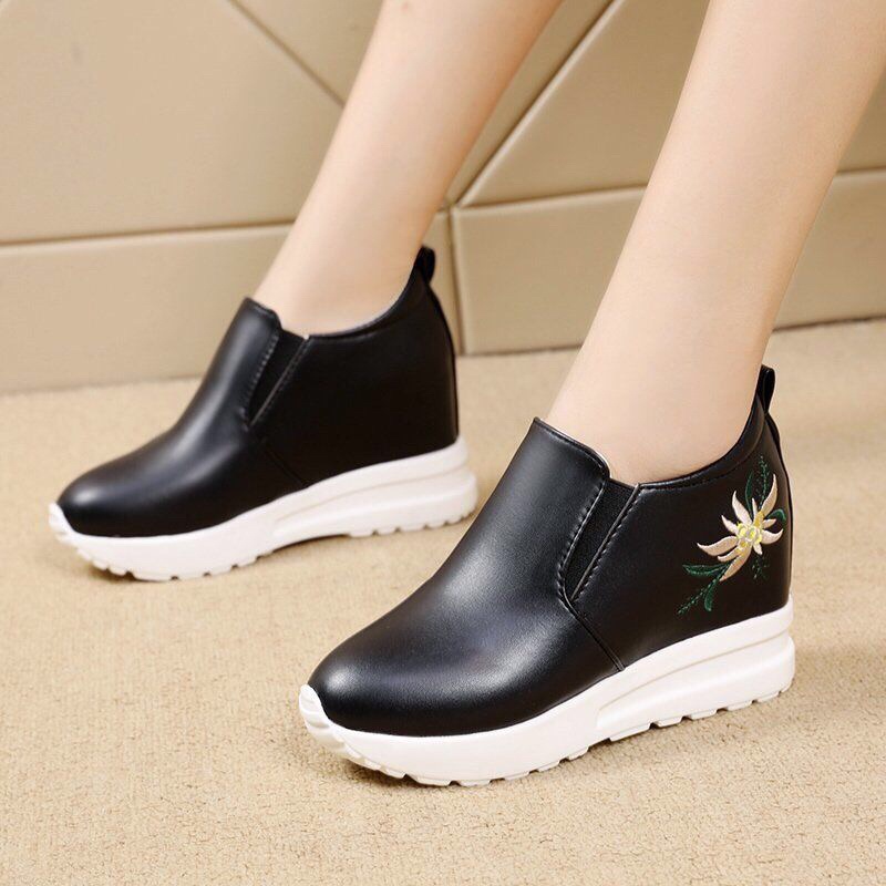 Giầy Đế độn nâng chiều cao 7,5cm chất da mềm mịn hàng nhập cao cấp kèm ảnh thật (Hàng ORDER)
