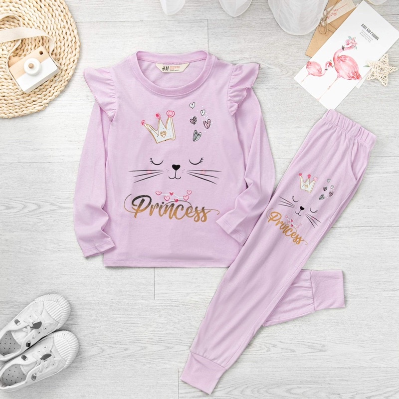 Bộ dài tay bé gái Janeshop, Set quần áo cotton size đại bèo vai cực xinh 18-40kg