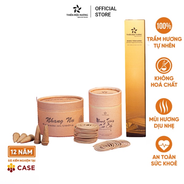 COMBO Nhang Trầm Hương tự nhiên 12 năm -Thu hút tài lộc,may mắn- Không hóa chất độc hại - Trầm Tốc Lào - Thiên Mộc Hương