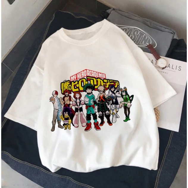 BST Áo thun đen trắng in hình anime My hero academia mẫu mới