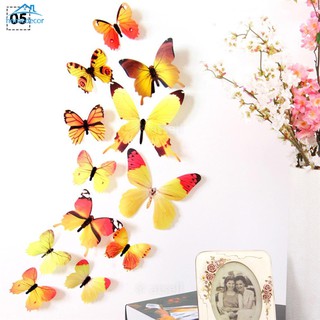 12 decal dán tường Hình Con Bướm 3d